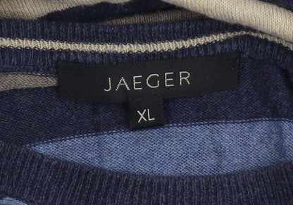 Jaeger Men's Multicoloured Striped Pullover, XL