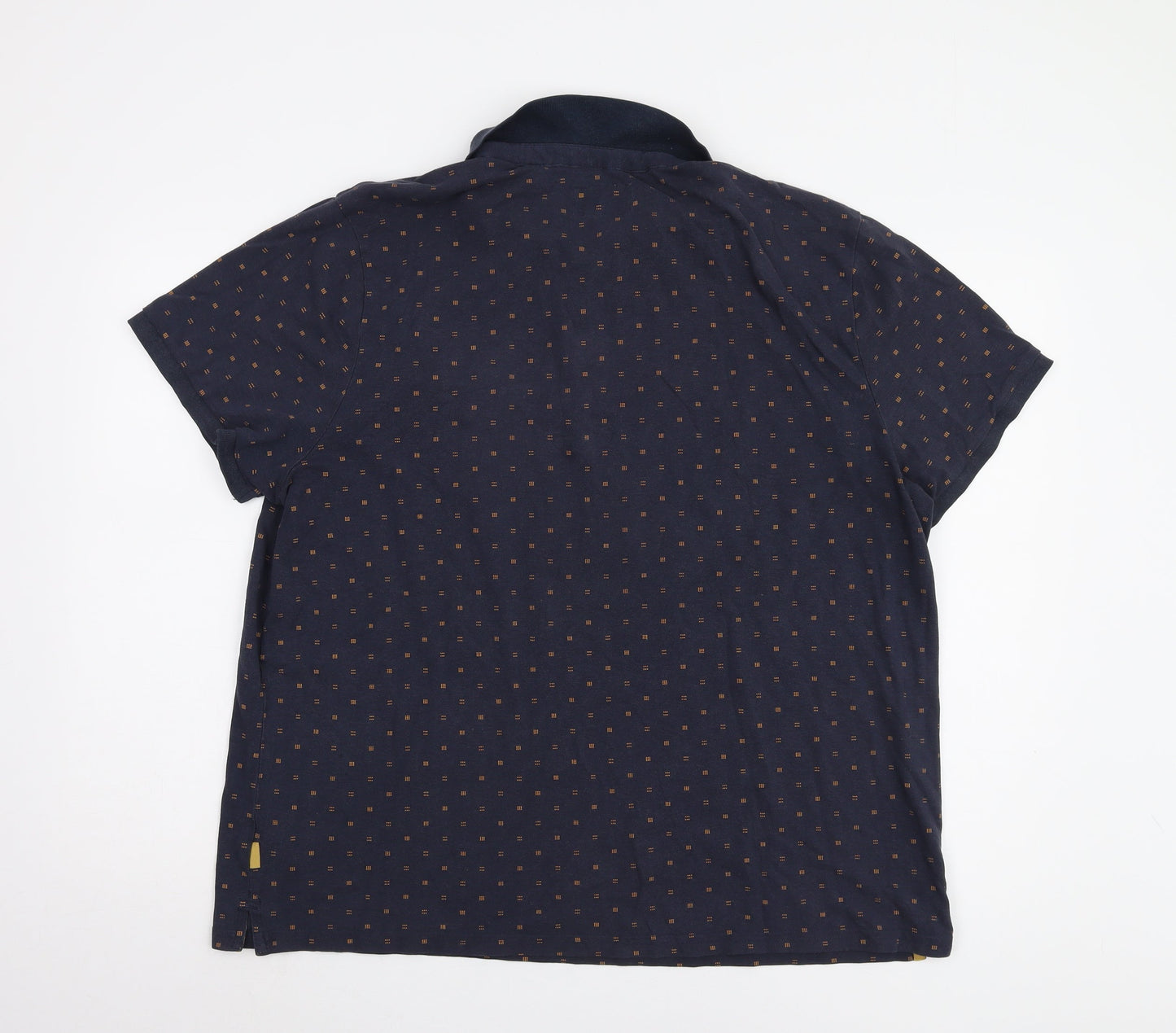 Racing Green Men's Blue Geometric 2XL Polo Shirt