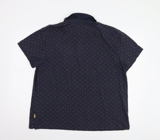 Racing Green Men's Blue Geometric 2XL Polo Shirt