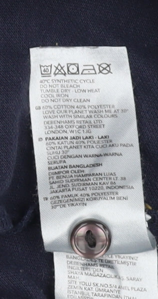 Racing Green Men's Blue Geometric 2XL Polo Shirt