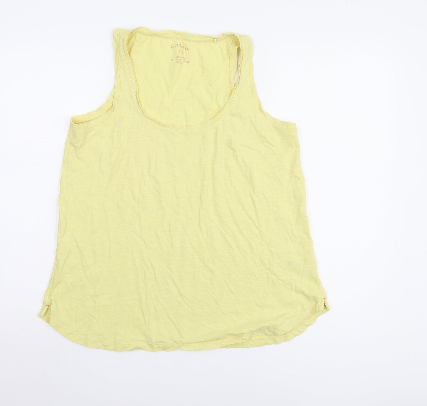 Womens UK Size 12 FatFace Yellow Basic Tank