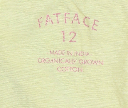 Womens UK Size 12 FatFace Yellow Basic Tank