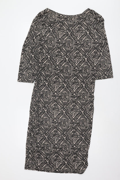 River Island Women's Black Geometric Sheath Dress, Size 16