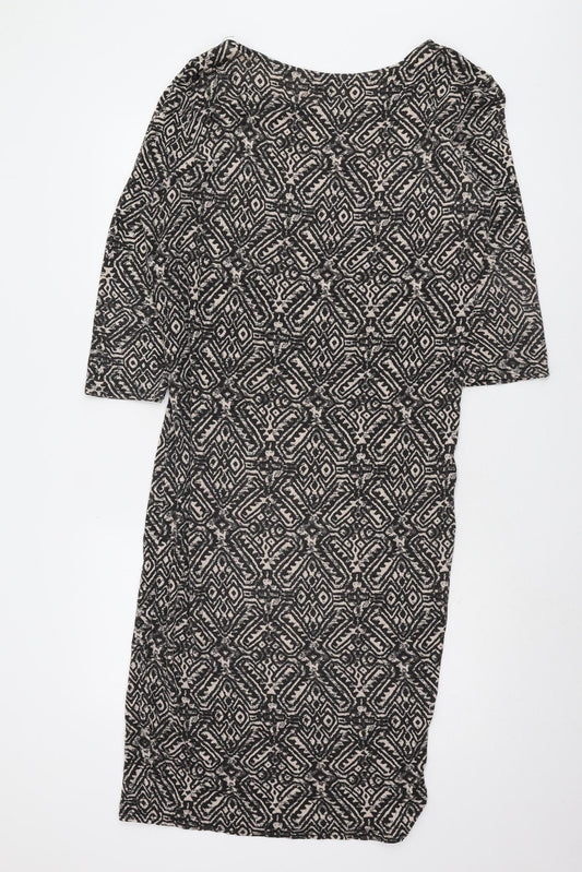 River Island Women's Black Geometric Sheath Dress, Size 16