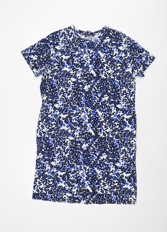 Marks and Spencer Blue Animal Print Shift Dress - Size 10
