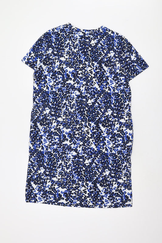 Marks and Spencer Blue Animal Print Shift Dress - Size 10