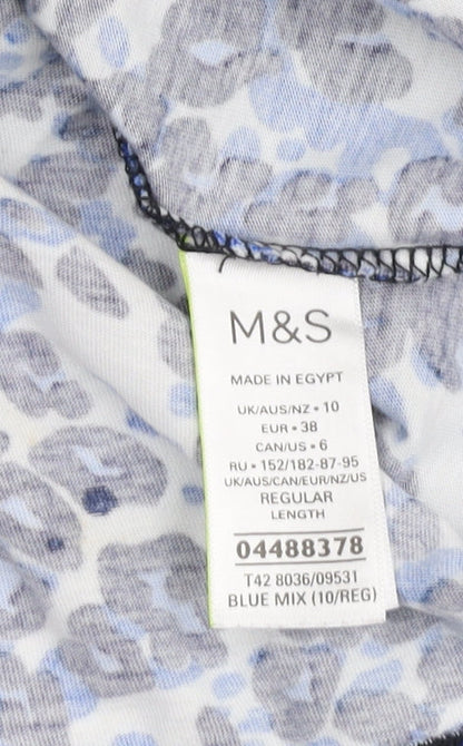 Marks and Spencer Blue Animal Print Shift Dress - Size 10