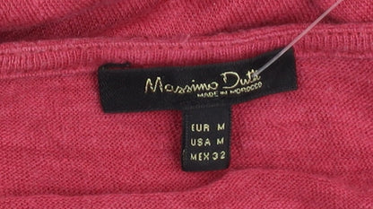 Massimo Dutti Women's Red V-Neck T-Shirt Size 12