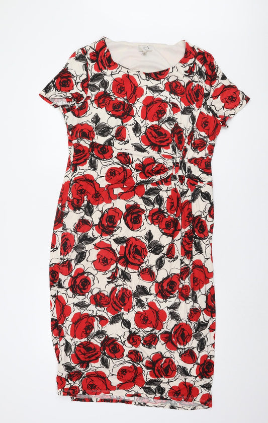 CC Women's Floral Dress, Multicoloured, L, Short Sleeve
