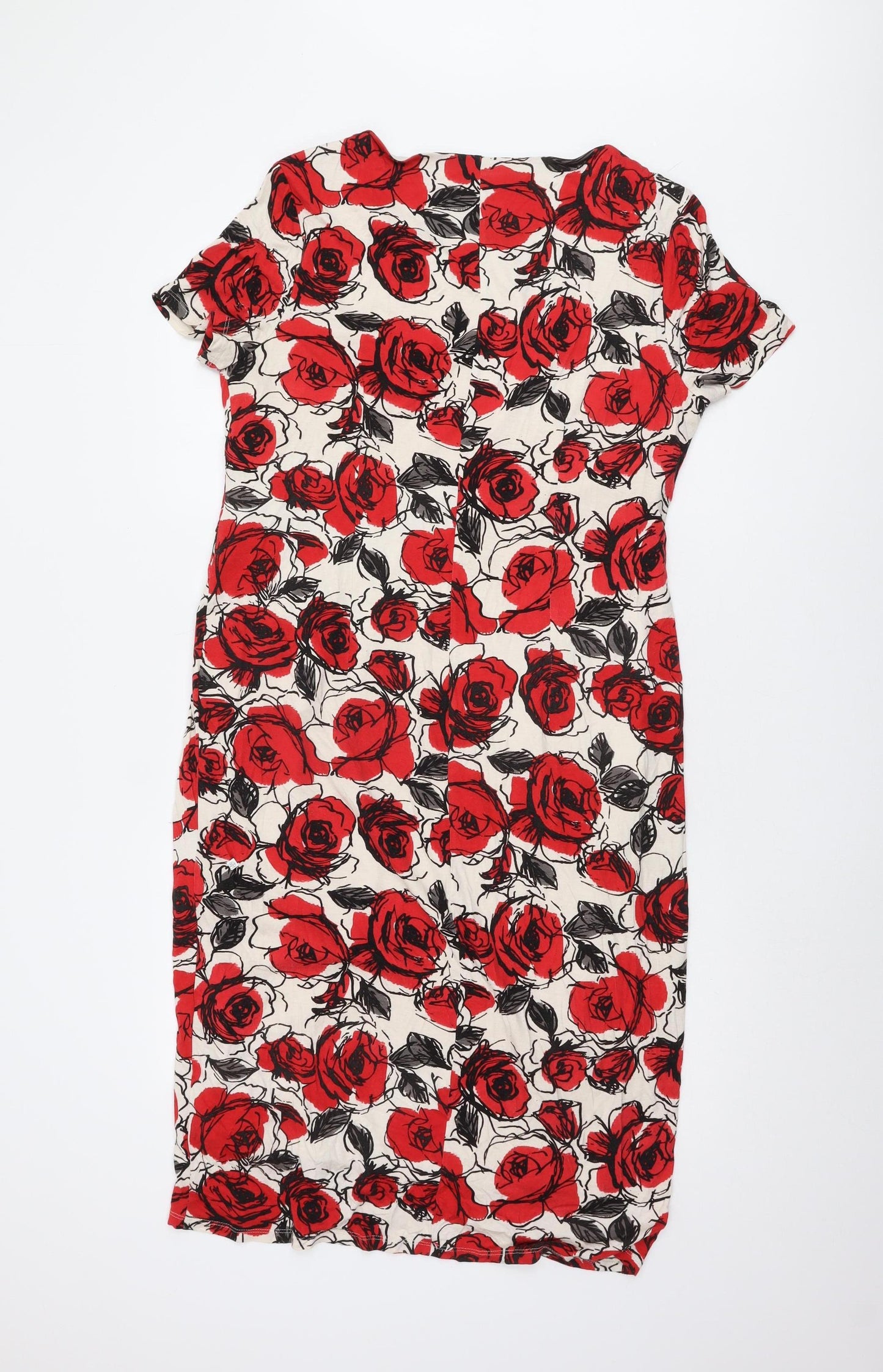 CC Women's Floral Dress, Multicoloured, L, Short Sleeve