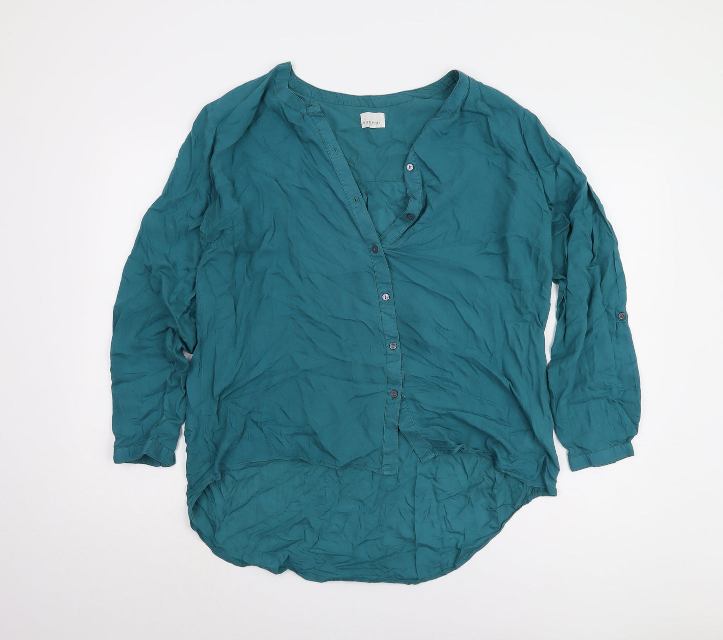 Womens UK Size L Peppercorn Green Basic Button-Up