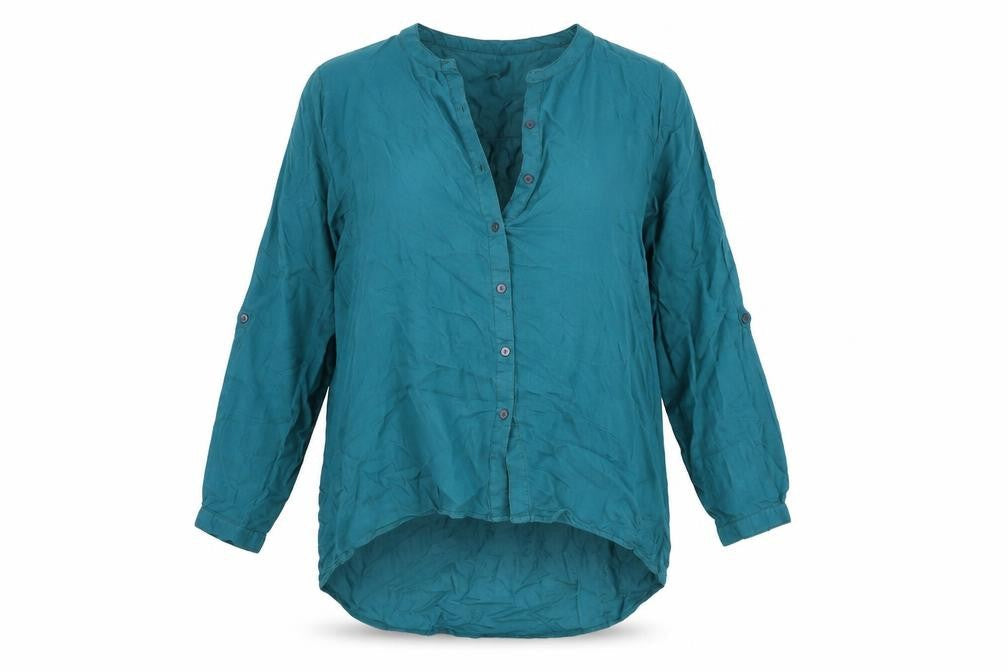 Womens UK Size L Peppercorn Green Basic Button-Up