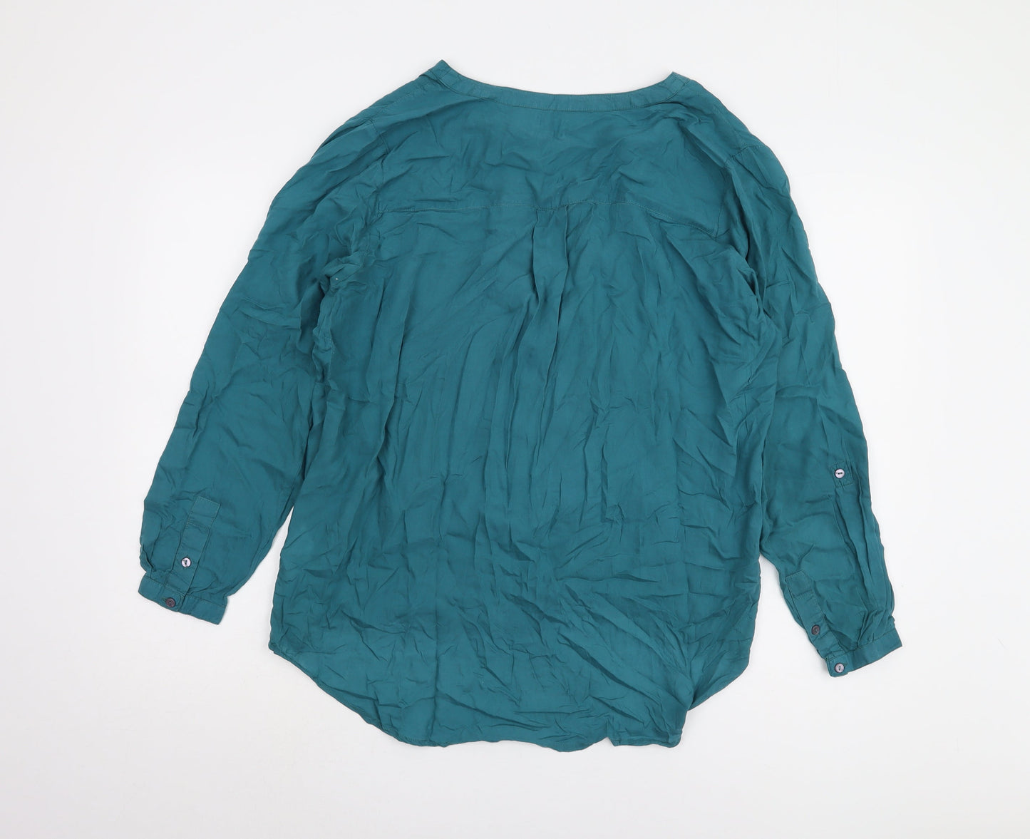 Womens UK Size L Peppercorn Green Basic Button-Up