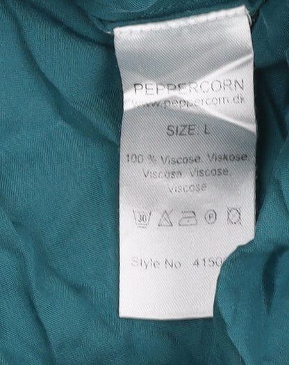 Womens UK Size L Peppercorn Green Basic Button-Up