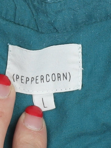 Womens UK Size L Peppercorn Green Basic Button-Up