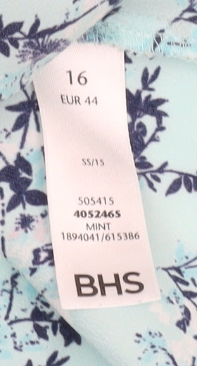Womens UK Size 16 BHS Blue Basic Button-Up