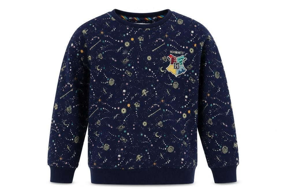 Front view of Marks & Spencer girls’ blue harry potter pullover sweatshirt