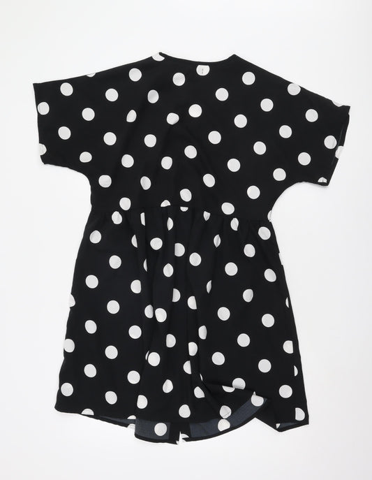 Boohoo Women's Black Polka Dot Shirt Dress Size 10