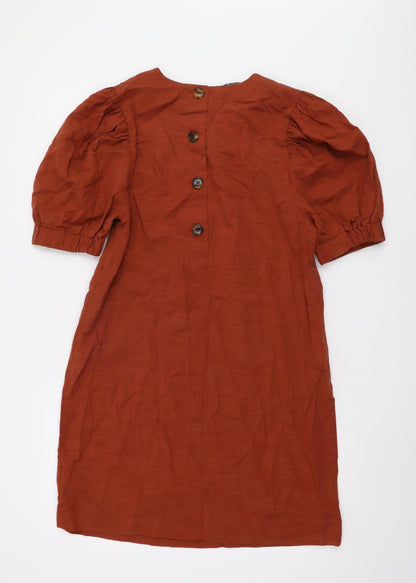 Next Women's Brown Puff Sleeve Dress Size 14