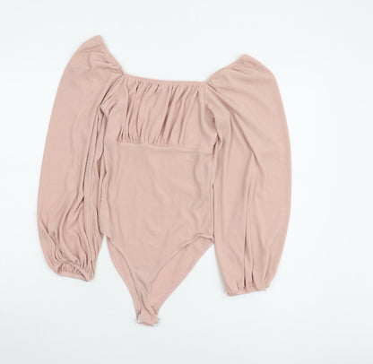 New Look Women's Pink Off-Shoulder Bodysuit Size 8