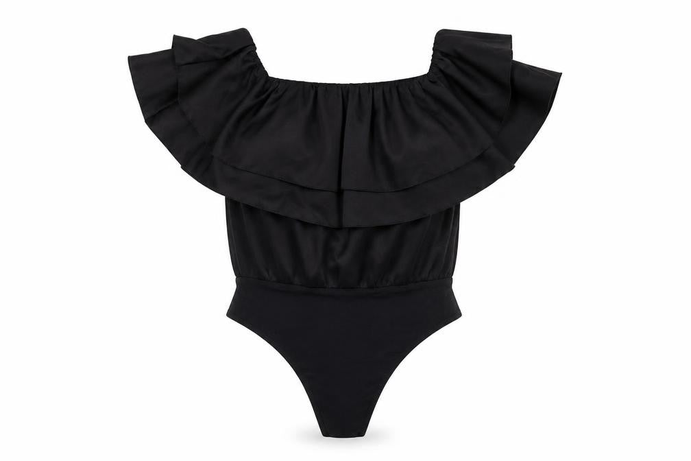 Womens UK Size 10 Boohoo One-Piece Black Bodysuit