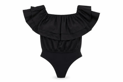 Womens UK Size 10 Boohoo One-Piece Black Bodysuit