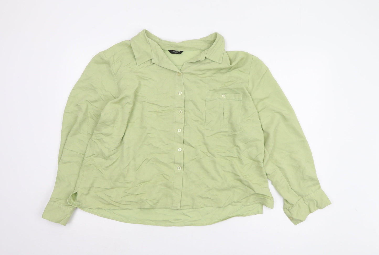 Womens UK Size 18 Debenhams Green Basic Button-Up