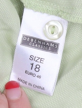 Womens UK Size 18 Debenhams Green Basic Button-Up