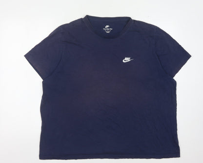 Nike Men's Blue 2XL Crew Neck T-Shirt with Logo