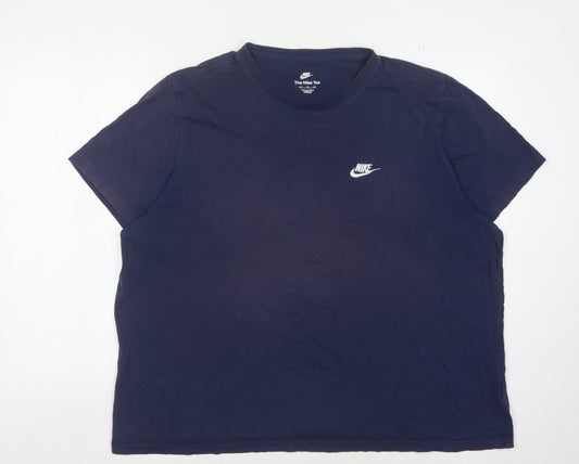 Nike Men's Blue 2XL Crew Neck T-Shirt with Logo