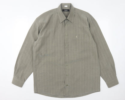 Melka Men's Grey Striped Button-Up Shirt - Size M