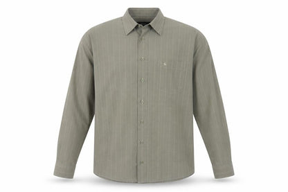 Melka Men's Grey Striped Button-Up Shirt - Size M