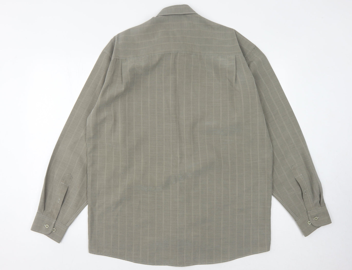Melka Men's Grey Striped Button-Up Shirt - Size M