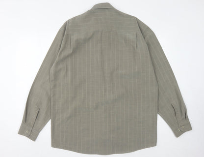 Melka Men's Grey Striped Button-Up Shirt - Size M