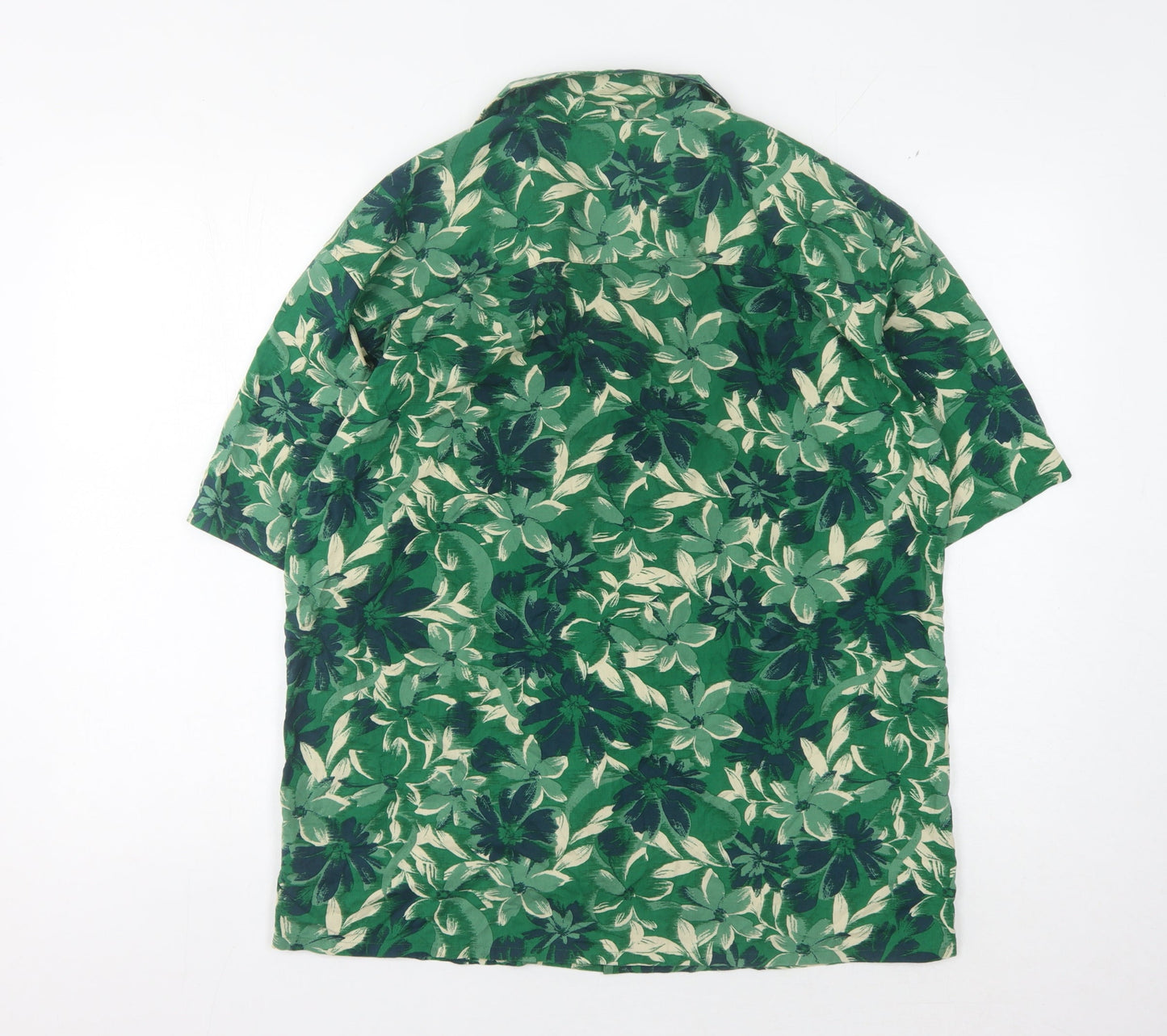 UNIQLO Men's Green Floral Short Sleeve Shirt S