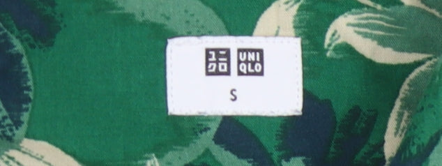UNIQLO Men's Green Floral Short Sleeve Shirt S