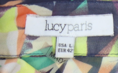 Lucy Paris Women's Geometric Multicoloured Button-Up L