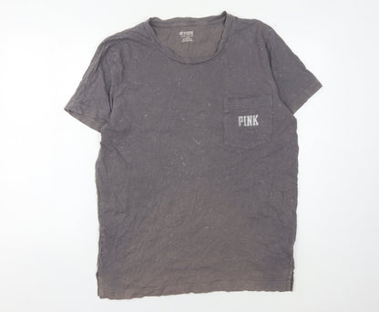 Womens UK Size M PINK Grey Basic T-Shirt