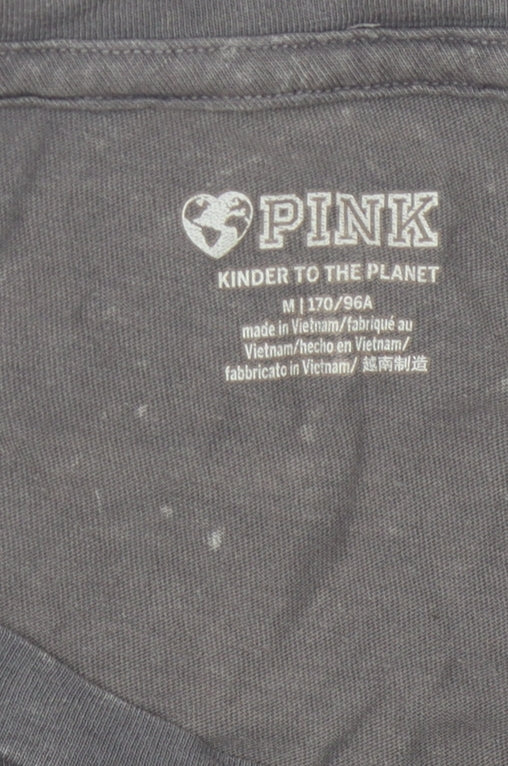 Womens UK Size M PINK Grey Basic T-Shirt