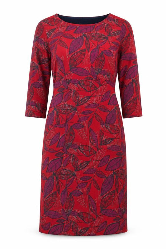 Weird Fish Women's Red Floral Dress Size 6 Boat Neck