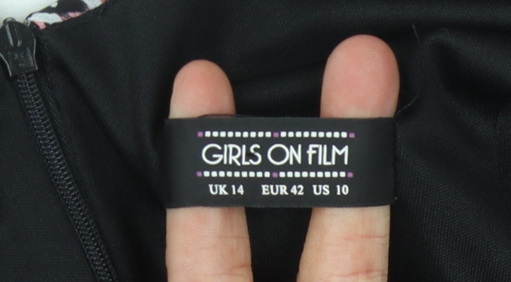 Girls On Film Women's Floral Dress, Multicoloured Size 14