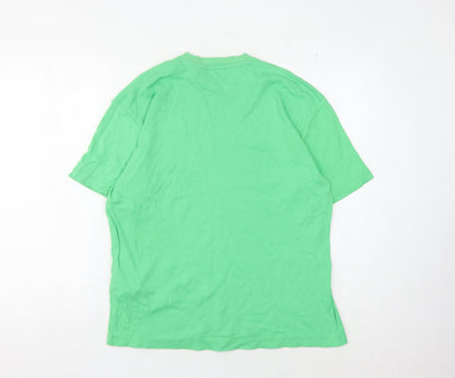 Zara Women's Green Basic T-Shirt, Size S, 100% Cotton