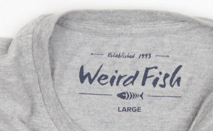 Weird Fish Men's Grey Graphic Print T-Shirt, L