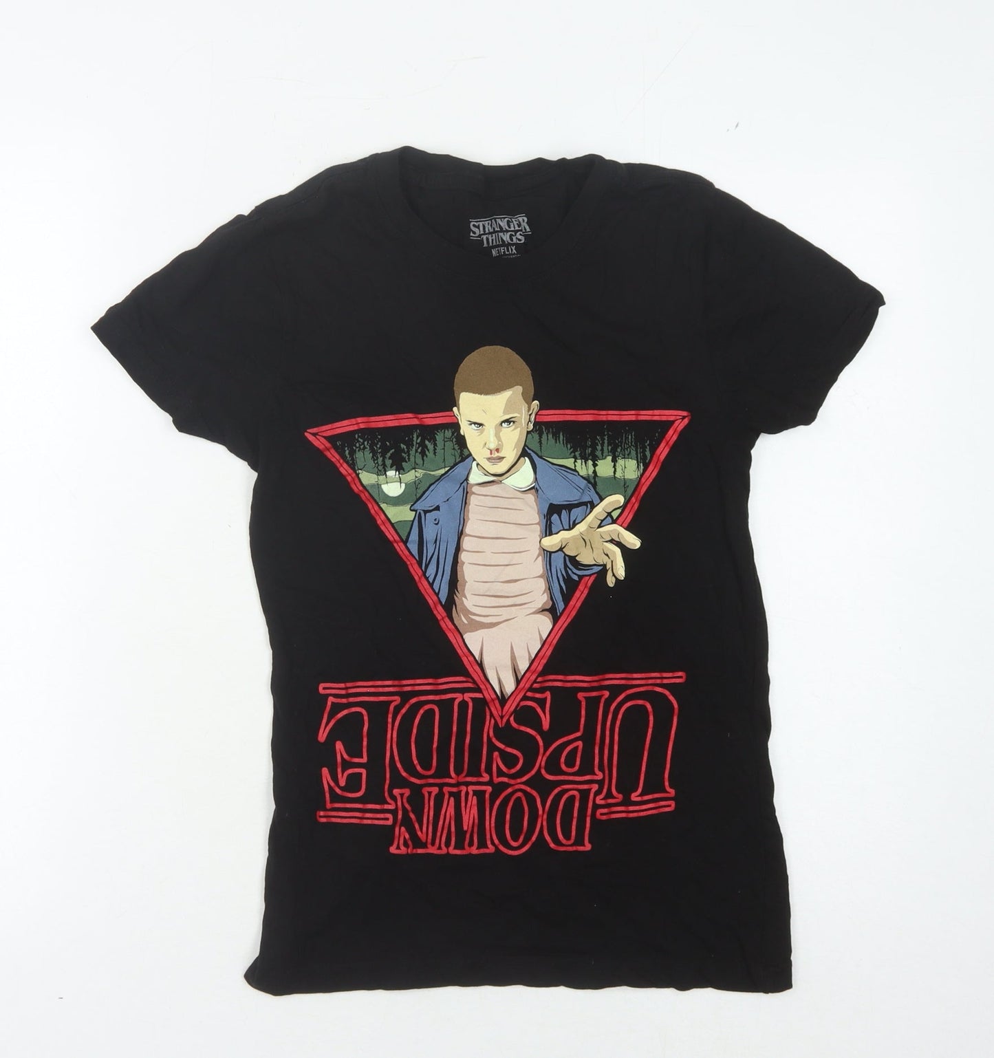 Unisex Adults UK Size S Stranger Things Black Basic T-Shirt