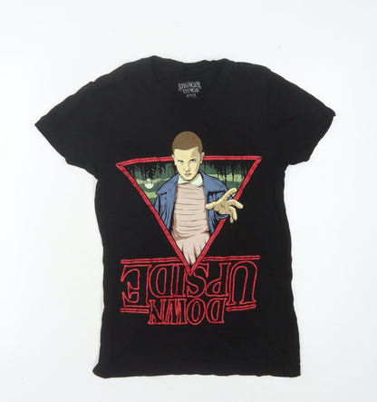 Unisex Adults UK Size S Stranger Things Black Basic T-Shirt