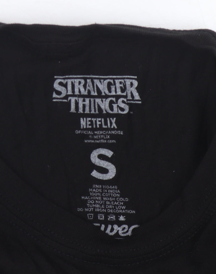 Unisex Adults UK Size S Stranger Things Black Basic T-Shirt