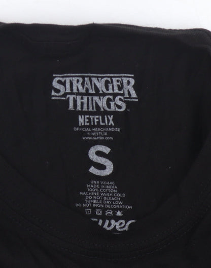 Unisex Adults UK Size S Stranger Things Black Basic T-Shirt