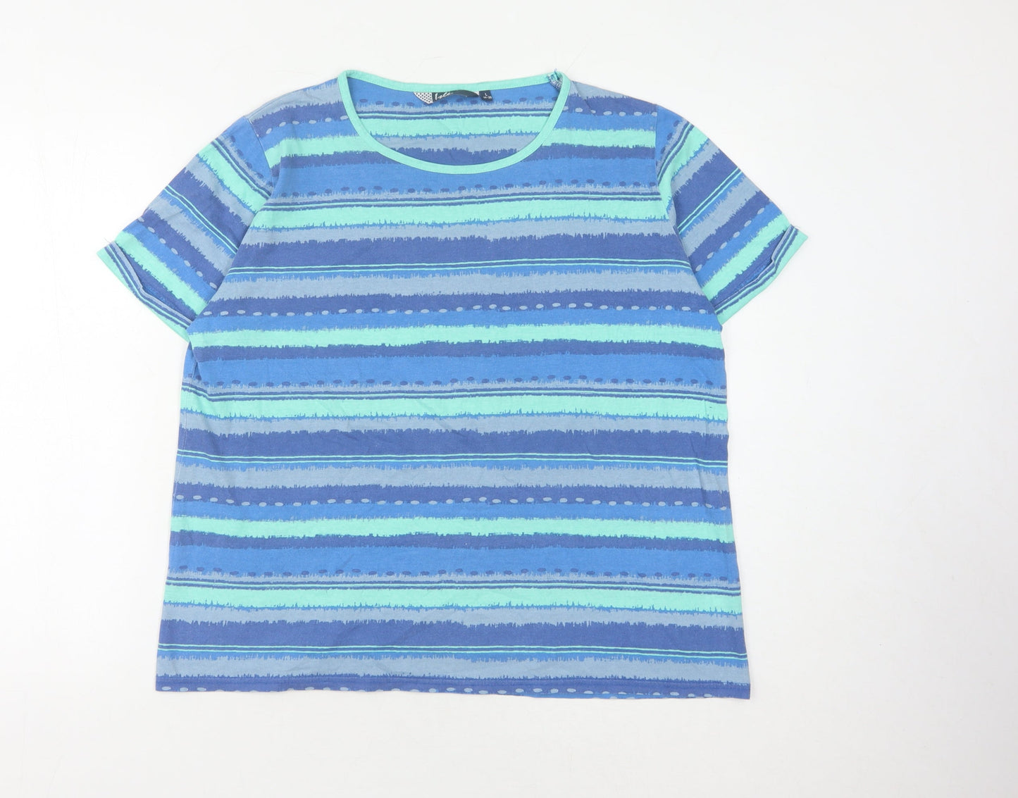 Womens UK Size L Isle Blue Basic T-Shirt