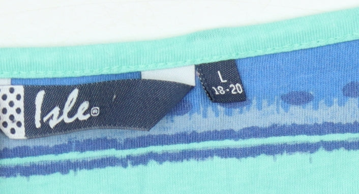 Womens UK Size L Isle Blue Basic T-Shirt