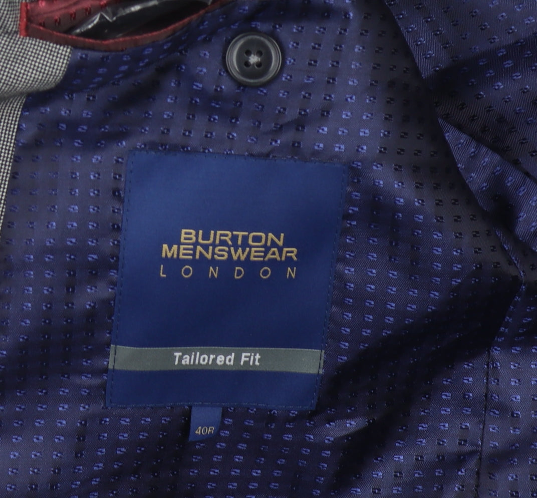 Mens UK Size 40 Burton Regular Grey Suit Jacket
